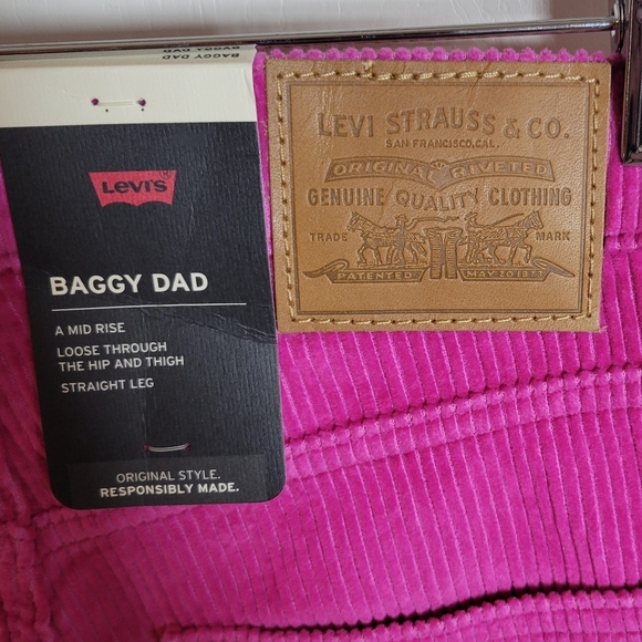 Levi's Premium Baggy Dad Corduroy Pants Size 24 Pink - Picture 9 of 9